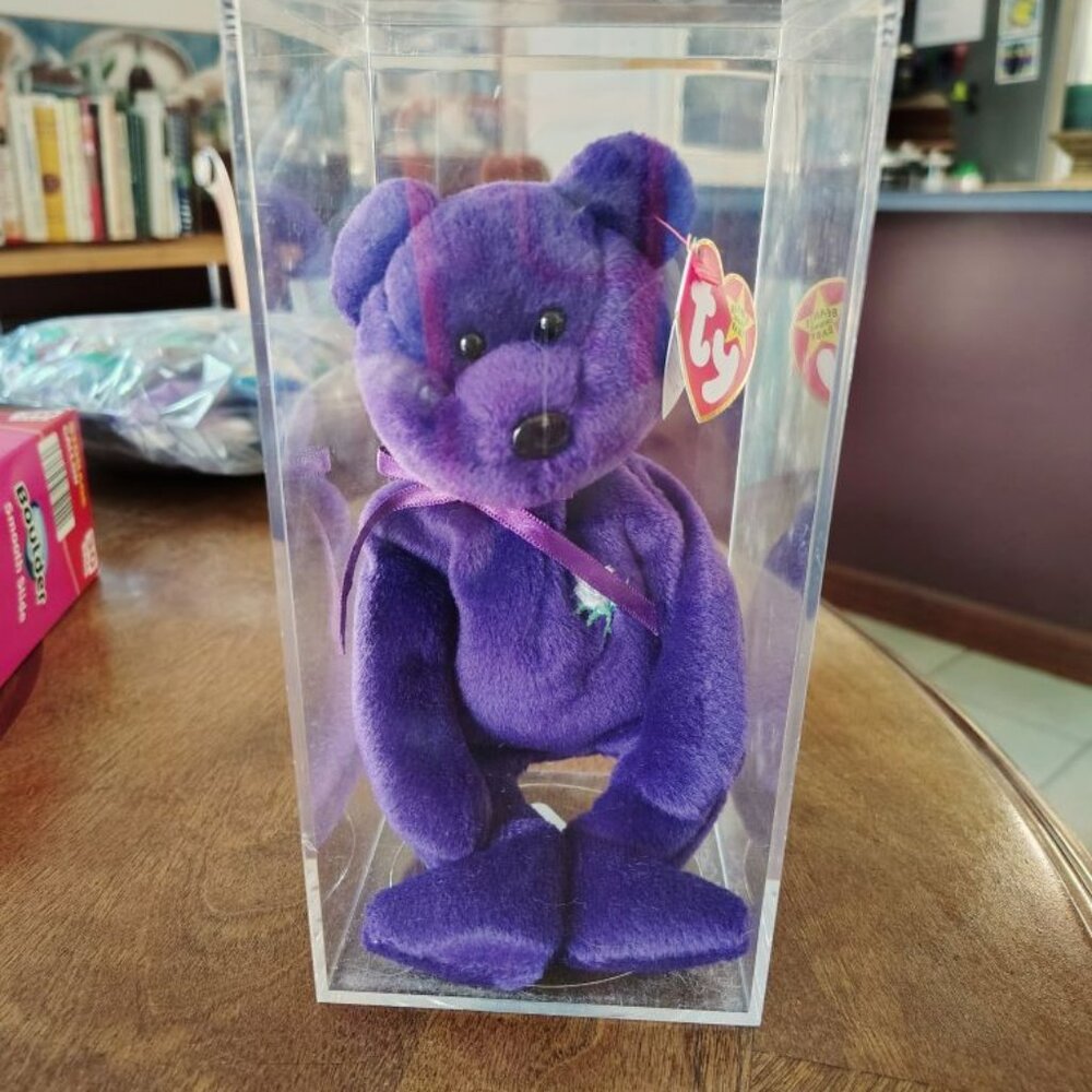 TY Beanie Baby - PRINCESS the Purple Bear (PVC Made in Indonesia Version - 1997)